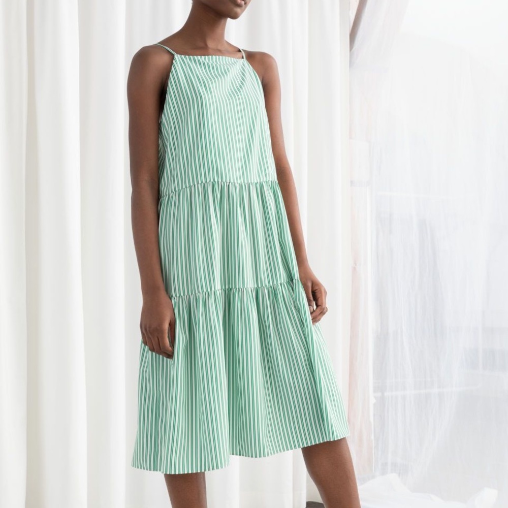 & Other Stories Striped Spaghetti Strap Dress